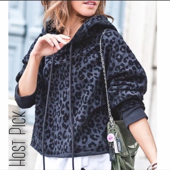 Mazik Black Leopard Animal Print Hoodie S M L - Picture 3 of 5